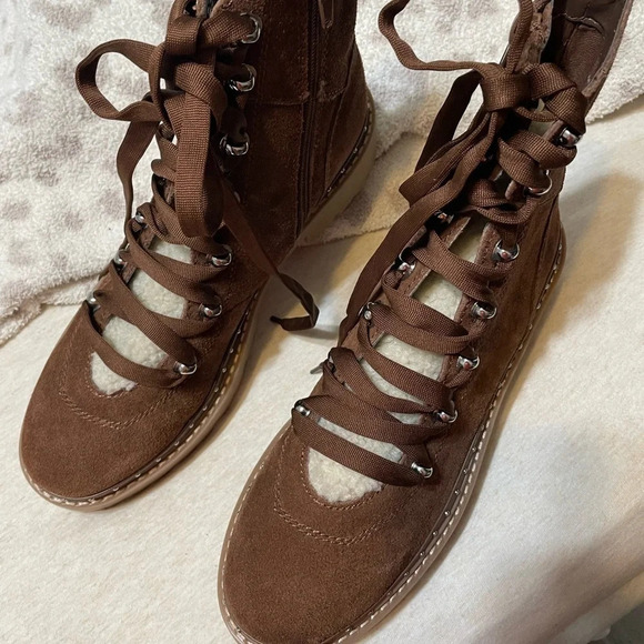 Steve Madden Rainer Lace Front Chunky Boots Suede NEW​​ - Picture 11 of 13